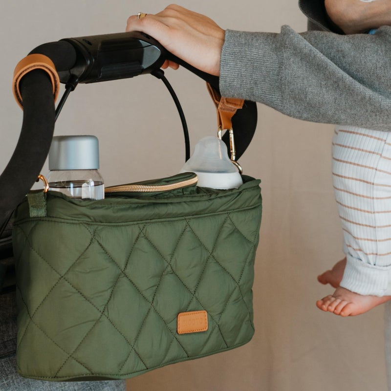 ZICOTO Beautiful Stroller Caddy Organizer With 2 Cup Holders Luxury Stroller Bag Universal Fit Leather Straps Zipper Pocket Spacious Accessories Perfectly Fits Doona Nuna Uppababy Strollers - Image 2