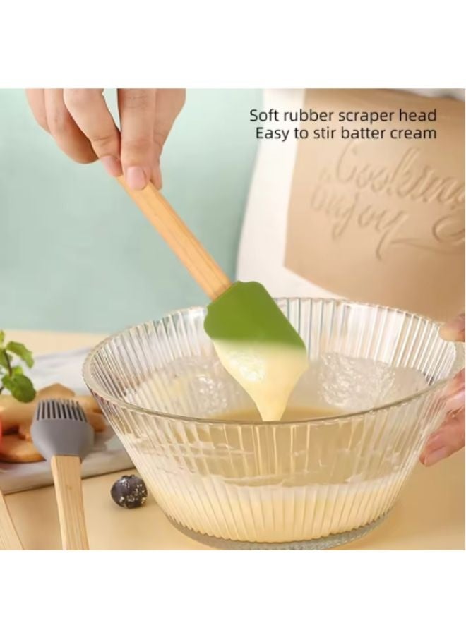 Happy Home Silicone Spatula with Wooden Handle, High Temperature Resistant and BPA Free, Rubber Spatula Heat Resistant up to 316°C for Cooking, Baking and Mixing - Multicolor - Image 3