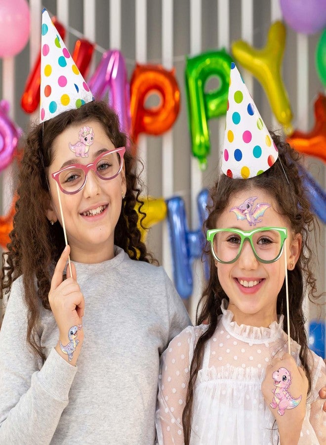 وينثروب 120 قطعة من الوشوم المؤقتة اللامعة على شكل ديناصورات وردية اللون للأطفال - Image 2