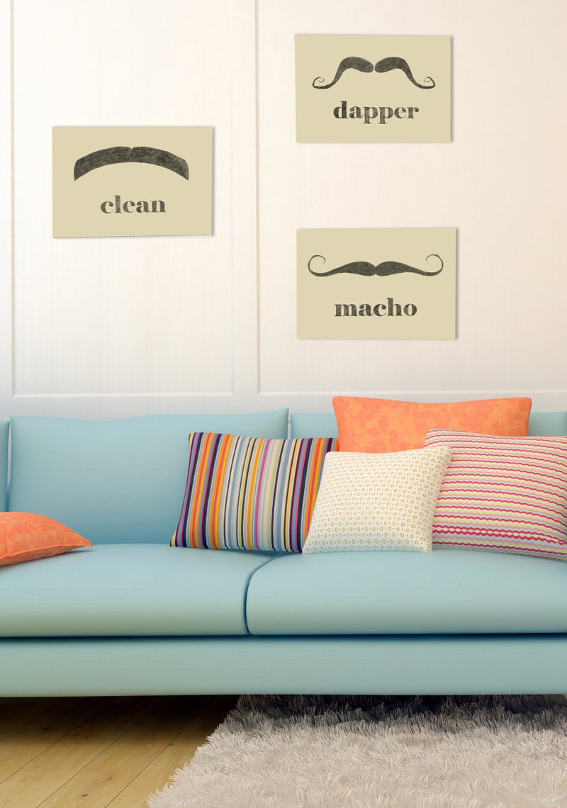 Stupell Industries The Stupell Home Decor Collection Dapper  Macho and Clean Mustache Trio Plaque - Image 2