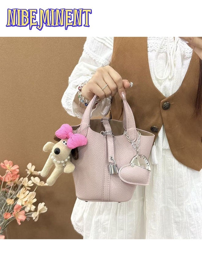 NIBEMINENT Patchwork Pendant Decor Simple Design Satchel Bag Include Puppy Pendant and Heart Pendant - Image 4