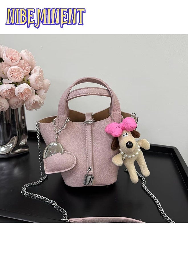 NIBEMINENT Patchwork Pendant Decor Simple Design Satchel Bag Include Puppy Pendant and Heart Pendant - Image 1