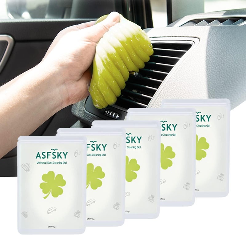 ASFSKY جل تنظيف السيارات - معجون قابل لإعادة الاستخدام لتنظيف لوحة المفاتيح للسيارة، لوحة المفاتيح، الغبار - 5 عبوات (أصفر) - Image 1