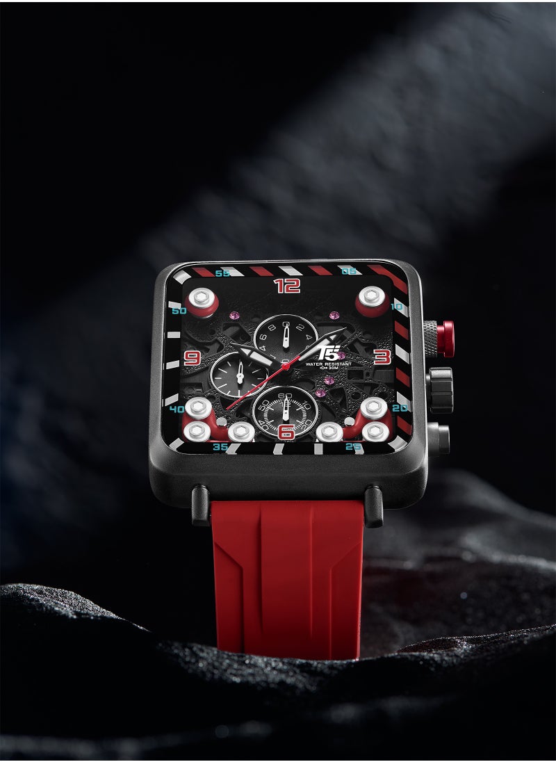 T5 T5 Men's Chronograph Square Dial Silicone Strap Watch  - Image 2