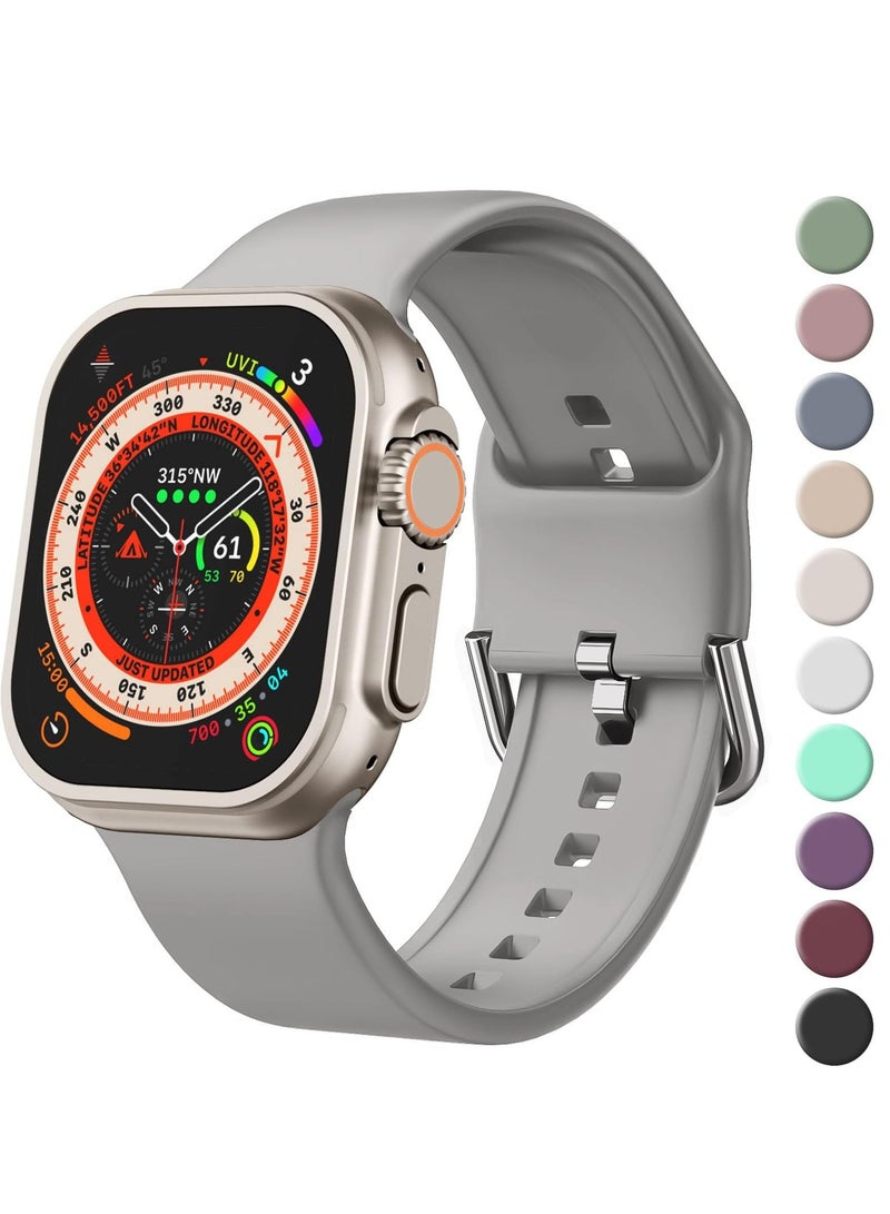 سوار رياضي لساعة Apple Watch Ultra Bands 49 مم 45 مم 44 مم 42 مم، حزام بديل من السيليكون الناعم مع مشبك كلاسيكي لسلسلة iWatch 9 Ultra2 SE 8 7 6 5 4 3 2 1 للنساء والرجال