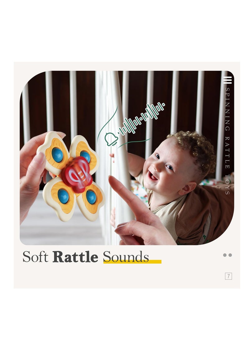 3PCS Suction Cup Spinner Toys for 1 Year Old Boy Girl|Spinning Tops Bath Toys for Kids Ages 1-3|Sensory Toys for Baby 6 12 18 Months Boy Birthday Gift