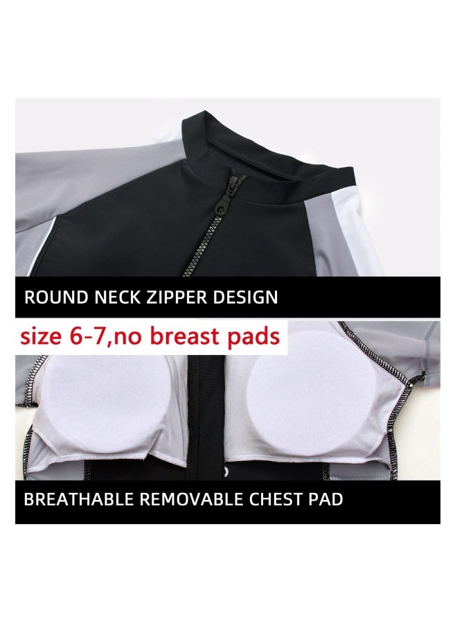 Generic Girls Swimsuits, Kids Two-Piece Rashguard Swim Set, Quick Dry Bathing Suits with Beach Shorts, Sizes 160cm Black  - Image 4
