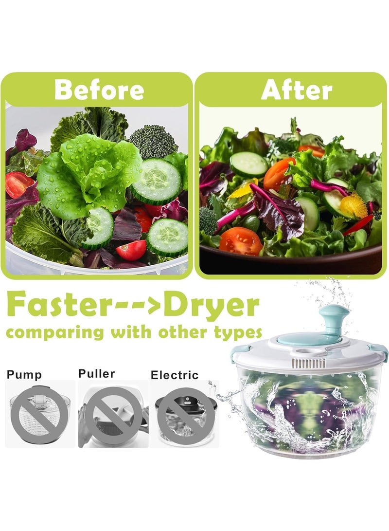 Relex Salad Spinner, 5L Vegetable Washer Dryer Drainer Strainer with Bowl & Colander, Multi-Use Lettuce Spinner, Fruit Washer, Manual Salad Washer for Kitchen - Image 4