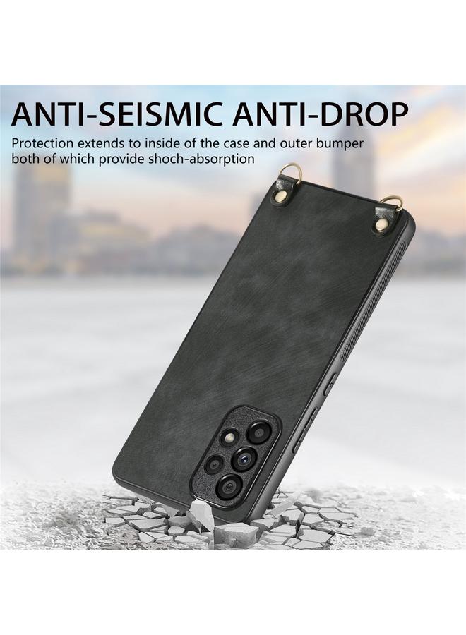 S-TOP Case For Samsung Galaxy S25+ 5G Vintage Leather PC Back Cover Phone Case with Crossbody Strap - Image 4