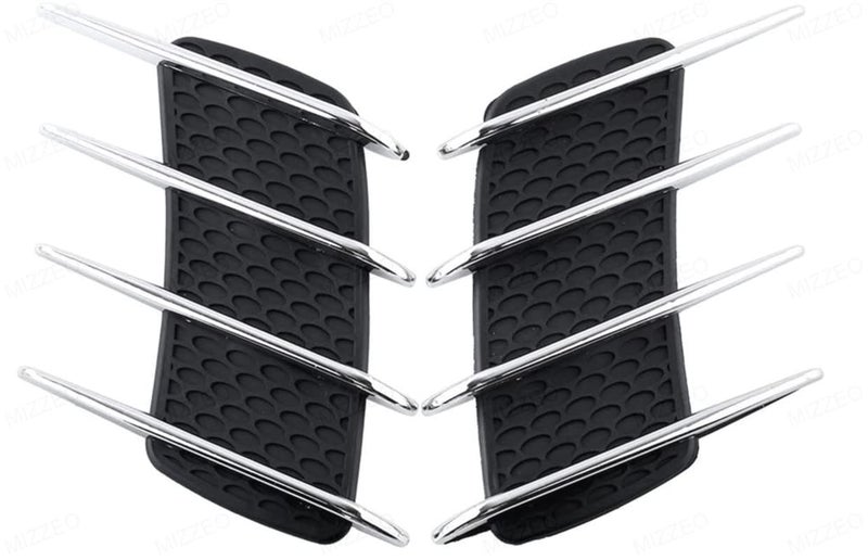 MIZZEO Fender Scoop Car Hood Vent (Pack of 2, 4 Line Stroke Design, Black & Silver) Universal Air Intake Grille Compatible with Hyundai Creta (Type-I) 2015-2020 - Image 5