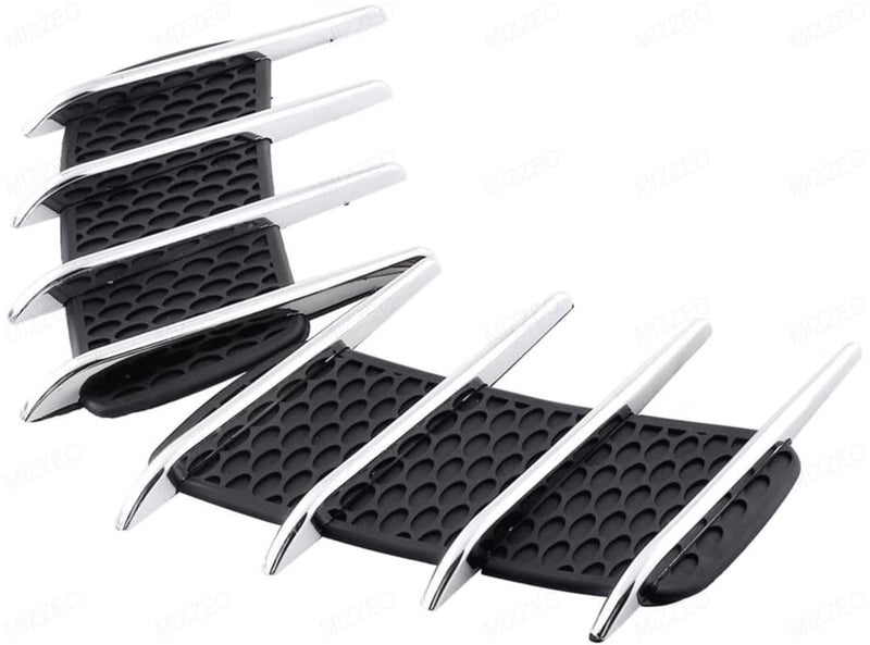 MIZZEO Fender Scoop Car Hood Vent (Pack of 2, 4 Line Stroke Design, Black & Silver) Universal Air Intake Grille Compatible with Hyundai Creta (Type-I) 2015-2020 - Image 4
