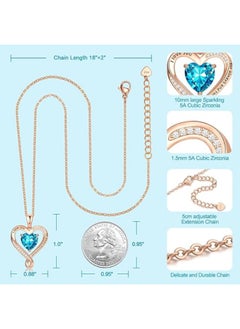 Zifeel Infinity Heart Pendant 925 Sterling Silver, Rose Gold Birthstone Necklace  - Image 5