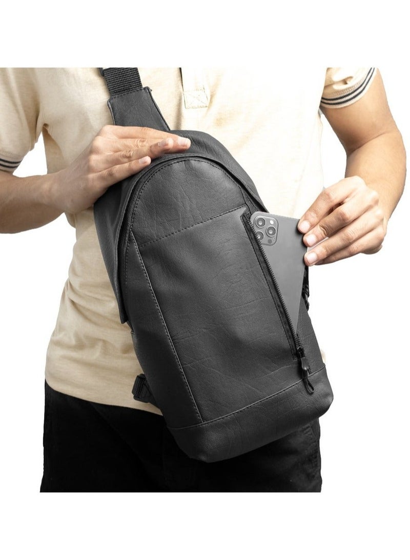 Ar supply Ar Bullet by Arij Bags | Crossbody Chest Bag, Main Compartment, Front and Back Pockets, Inner Pocket, Daily Use and Outings (35 × 18 × 10 cm) (Black) - Image 3