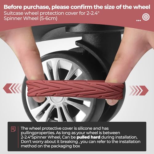 Wanzhuango 8 Pcs Upgrade Luggage Wheel Covers, Carry On Luggage Suitcases,Wear-Resistant, Anti-Noise, Silicone Wheel Protective Covers for 2-2.4" Spinner Wheel,Essential Travel Accessories (Brown) - Image 3