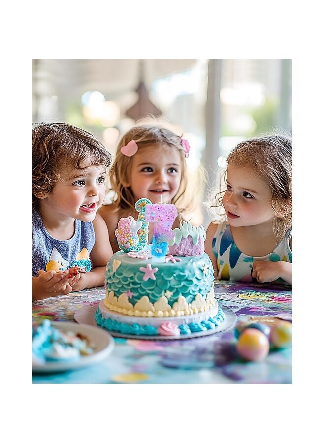 يُسلِّم شموع عيد ميلاد بطابع حورية البحر، لوازم حفلات أعياد الميلاد اللامعة بأرقام الفتيات، ديكورات حفلات الذكرى السنوية (بطابع حورية البحر، رقم 7) - Image 4