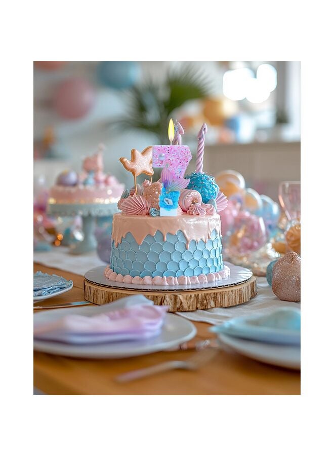يُسلِّم شموع عيد ميلاد بطابع حورية البحر، لوازم حفلات أعياد الميلاد اللامعة بأرقام الفتيات، ديكورات حفلات الذكرى السنوية (بطابع حورية البحر، رقم 7) - Image 3