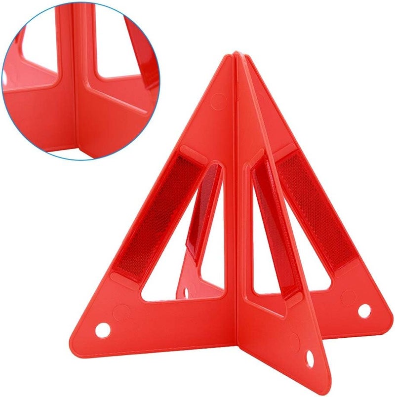 Tbest Triangle Warning Sign, Portable Car Emergency Breakdowns Reflective Warning Safety Road Stop Sign Triangle for Car - Image 2