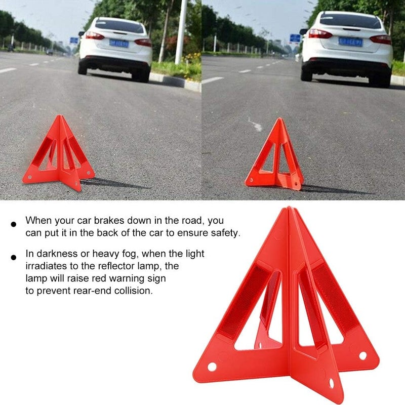 Tbest Triangle Warning Sign, Portable Car Emergency Breakdowns Reflective Warning Safety Road Stop Sign Triangle for Car - Image 3