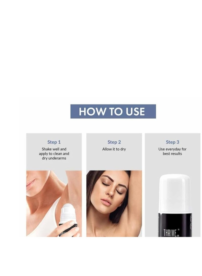ThriveCo Underarm Lightening Roll-On with 5% AHA BHA, Tranexamic Acid & Retinol – 24H Odour Control, Brightens Underarms & Reduces Discolouration for Smooth & Even Skin, For Men & Women, 40 ml - Image 3