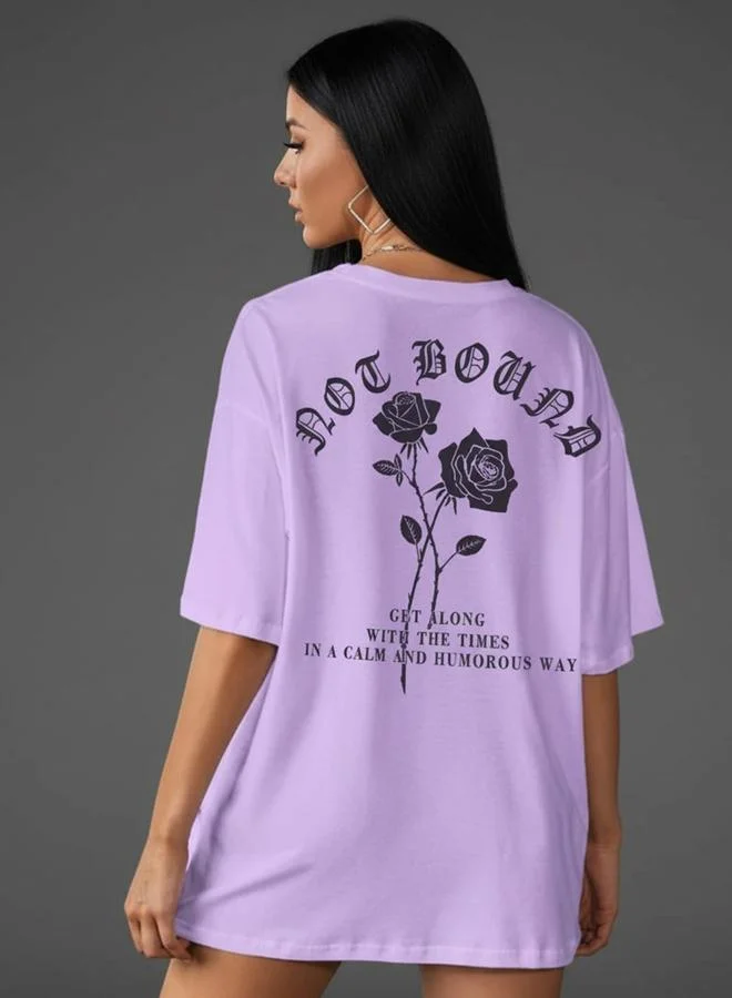Take Two Women Light Purple Oversized Printed T-shirt By Rigo