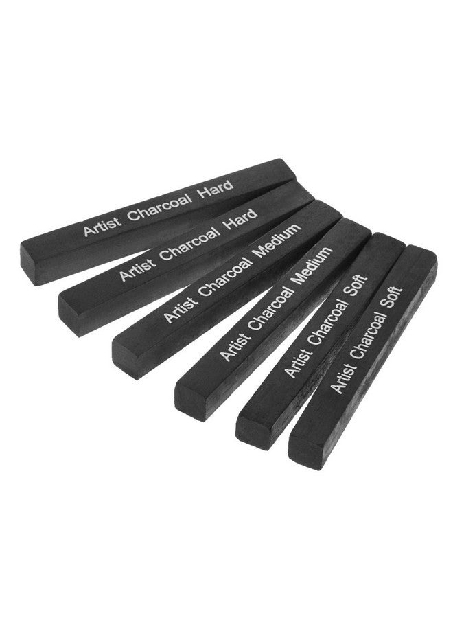 Clobeau Artist Compressed Charcoal Sticks For Sketching Drawing Shading Soft Medium Hard Art Supplies Sketch Kits Tools 6Piece Boxed - Image 1