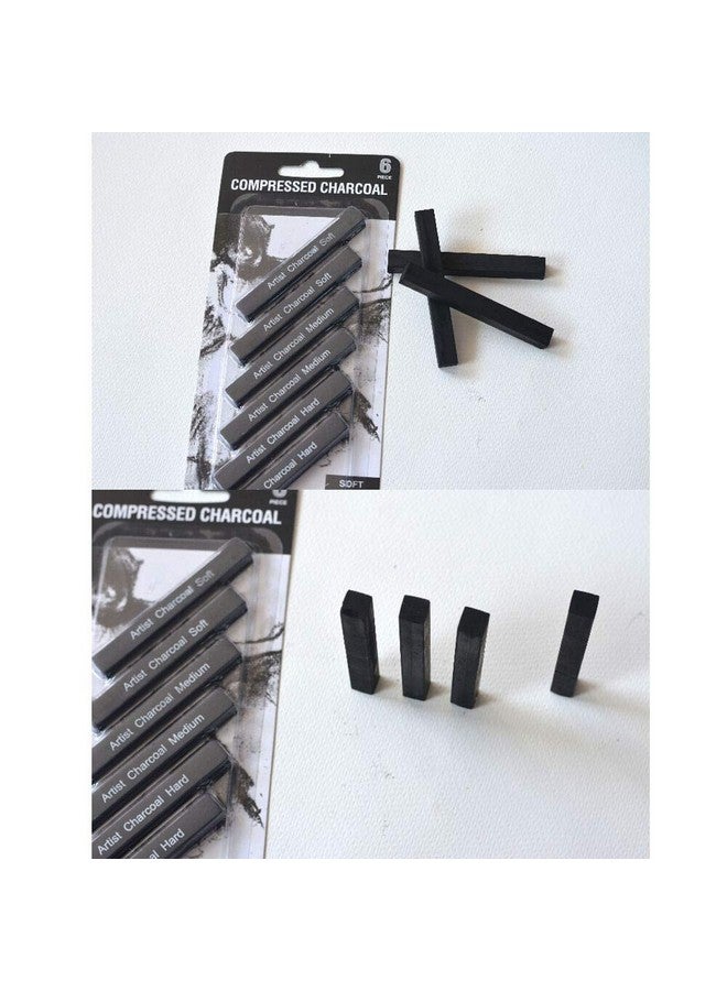 Clobeau Artist Compressed Charcoal Sticks For Sketching Drawing Shading Soft Medium Hard Art Supplies Sketch Kits Tools 6Piece Boxed - Image 3