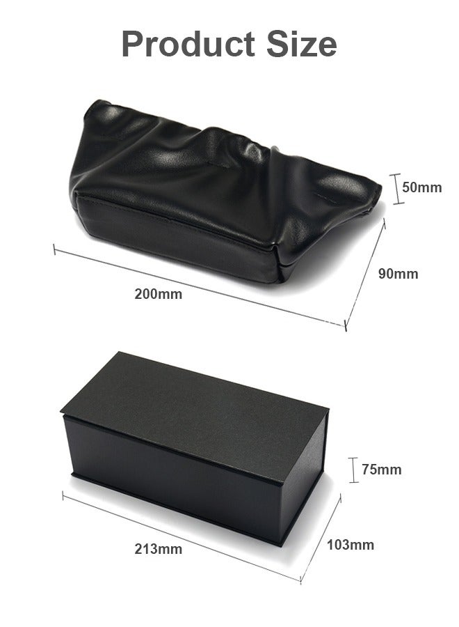 3 قطع حقيبة نظارات ناعمة، حقيبة نظارات شمسية محمولة خفيفة الوزن، حقيبة نظارات من جلد PU (أسود)