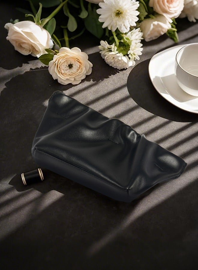 3 قطع حقيبة نظارات ناعمة، حقيبة نظارات شمسية محمولة خفيفة الوزن، حقيبة نظارات من جلد PU (أسود)