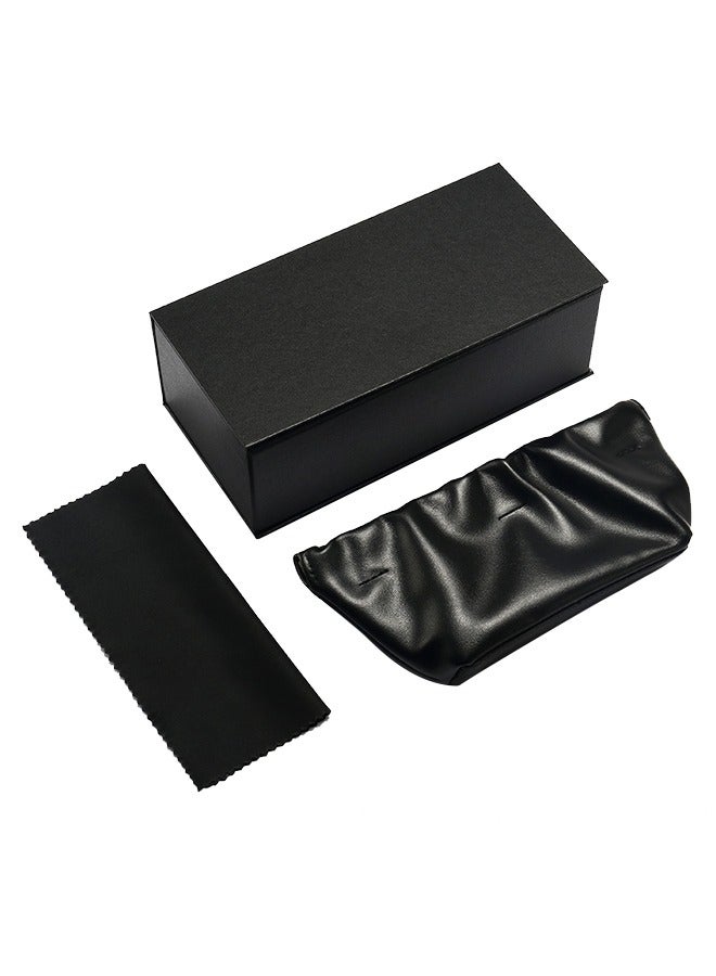 3 قطع حقيبة نظارات ناعمة، حقيبة نظارات شمسية محمولة خفيفة الوزن، حقيبة نظارات من جلد PU (أسود)