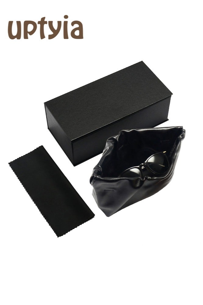 3 قطع حقيبة نظارات ناعمة، حقيبة نظارات شمسية محمولة خفيفة الوزن، حقيبة نظارات من جلد PU (أسود)