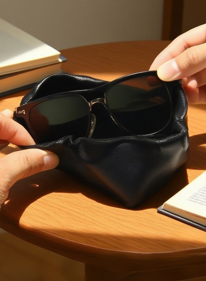 3 قطع حقيبة نظارات ناعمة، حقيبة نظارات شمسية محمولة خفيفة الوزن، حقيبة نظارات من جلد PU (أسود)