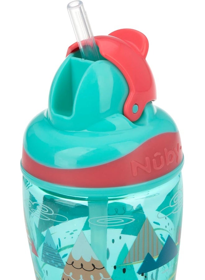 Nuby 2pk Thirsty Kids No-Spill Flip-it Printed Boost Cup with Thin Soft Straw - 12oz, 18+ Months, 2pack Print May Vary - Image 4