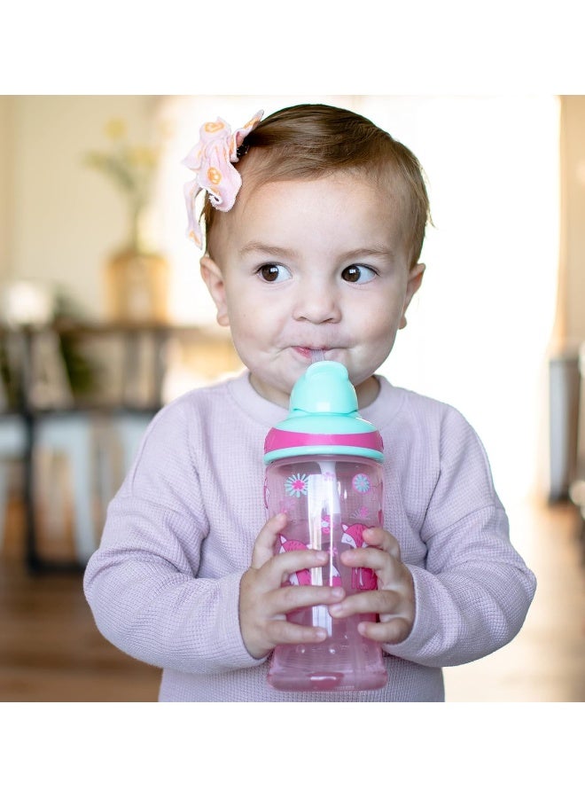 Nuby 2pk Thirsty Kids No-Spill Flip-it Printed Boost Cup with Thin Soft Straw - 12oz, 18+ Months, 2pack Print May Vary - Image 3