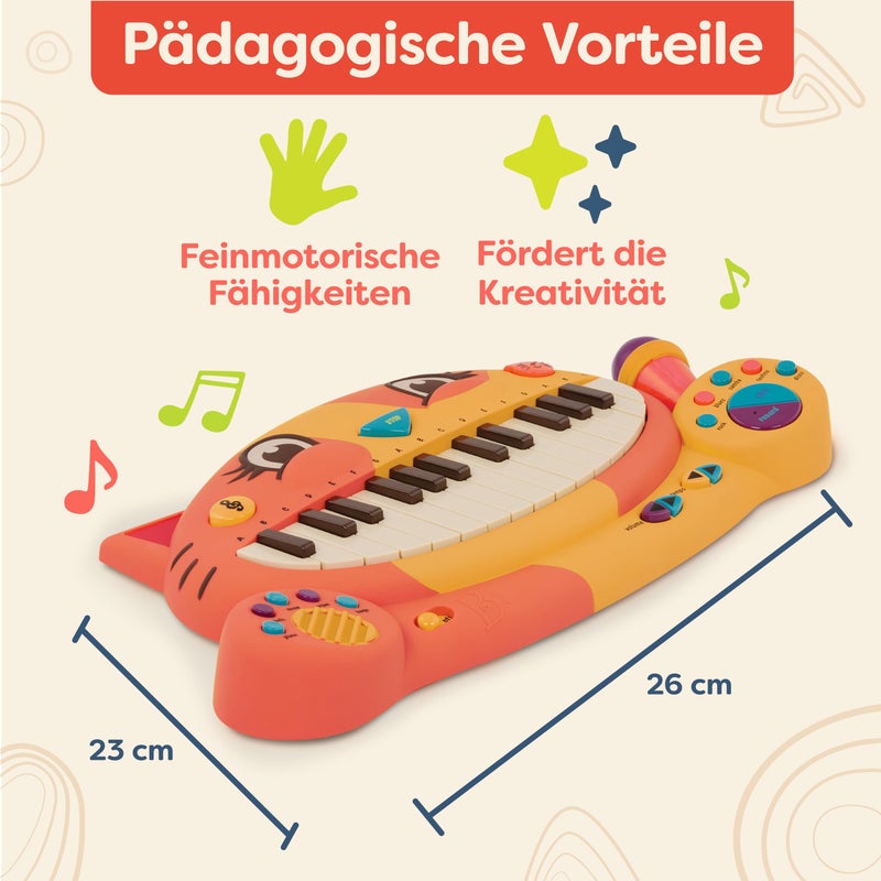 B. toys- Meowsic- Interactive Cat Piano – Toy Piano & Microphone – Musical Instrument For Toddlers, Kids – 20+ Songs, Sounds & Recording Feature – 2 Years + - Image 4