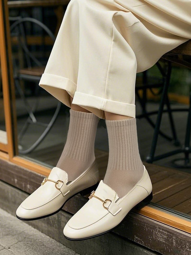 COTTON DAY Womens Soft Combed Cotton Crew Socks Beige Gray Olive BGO Shoe Size 6-9 - Image 3