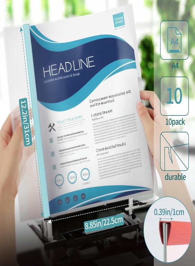Quadafy 10 Report folders with Clear Cover and Sliding Bar, A4 and Letter Size Report Covers, Presentation Folder Binder for School Business, Holds 70 Sheets (Light Multi-Color) - Image 2