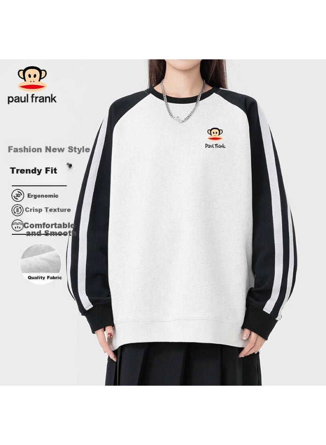 Paul Frank Men's Crewneck Sweatshirt Spring Colorblock High Street Casual Loose Fit American Trendy Couple Sports Base Shirt - Image 1