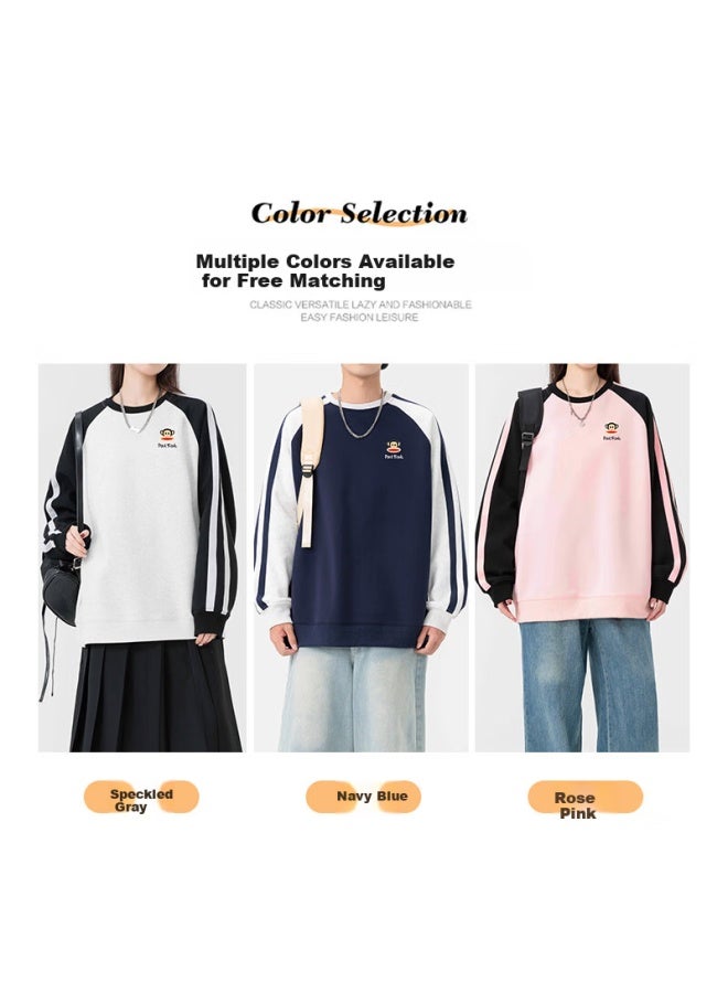 Paul Frank Men's Crewneck Sweatshirt Spring Colorblock High Street Casual Loose Fit American Trendy Couple Sports Base Shirt - Image 2