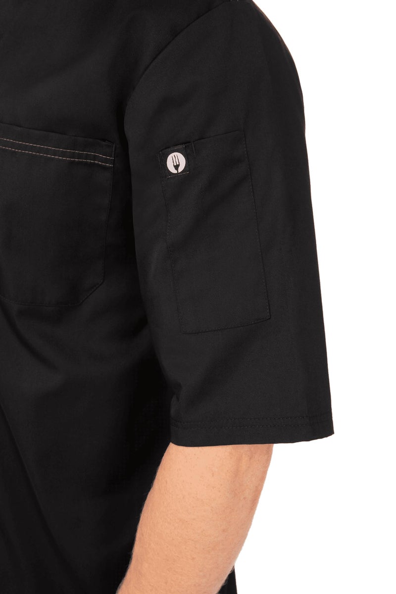 Chef Works Men's Valais V-Series Chef Coat, Black Black, Large - Image 4