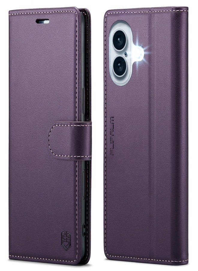 FLIPALM Wallet Case for iPhone 16 Plus, RFID Blocking Credit Card Holder, PU Leather Folio Flip Kickstand Protective Shockproof Cover for Apple 16Plus (Purple, for iPhone 16 Plus - 6.7'') - Image 1