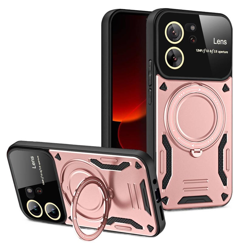 TPU Protective Case for Redmi Note 13 with Shockproof and Drop Protection plus Shockproof plus Kickstand plus Strong Magnetic in Rose Gold - Image 1