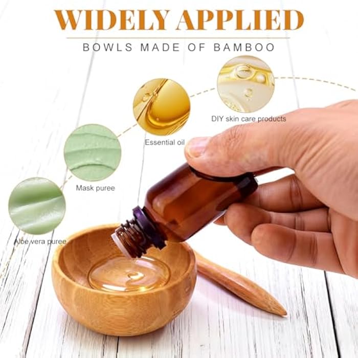 Elandy 1Set(Bowl+Spoon) Bamboo Homemade Facial PACK Bowl with Mixing Spoon Spatula-DIY Face Skin Care Cosmetic Makeup Beauty Tool Facial Cream Cosmetic Storage Containers Jars Pots - Image 4
