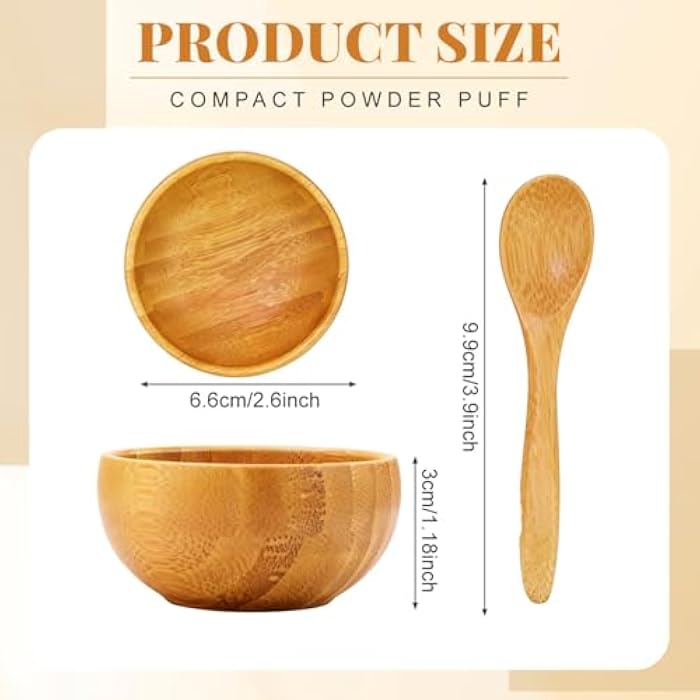 Elandy 1Set(Bowl+Spoon) Bamboo Homemade Facial PACK Bowl with Mixing Spoon Spatula-DIY Face Skin Care Cosmetic Makeup Beauty Tool Facial Cream Cosmetic Storage Containers Jars Pots - Image 2
