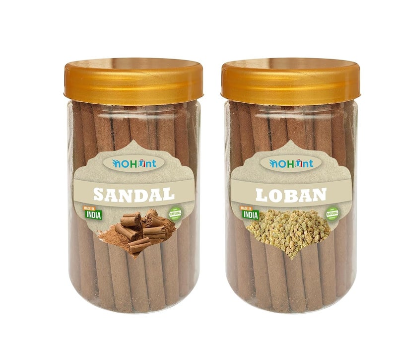 NOHUNT 100 Natural Dhoop Sticks with Desi Chandan 100gm Loban 100gm for Pooja Home Fragrance Hawan Air Purification and Meditation Elevate Your Spiritual Connection and Surroundings Pack of 2