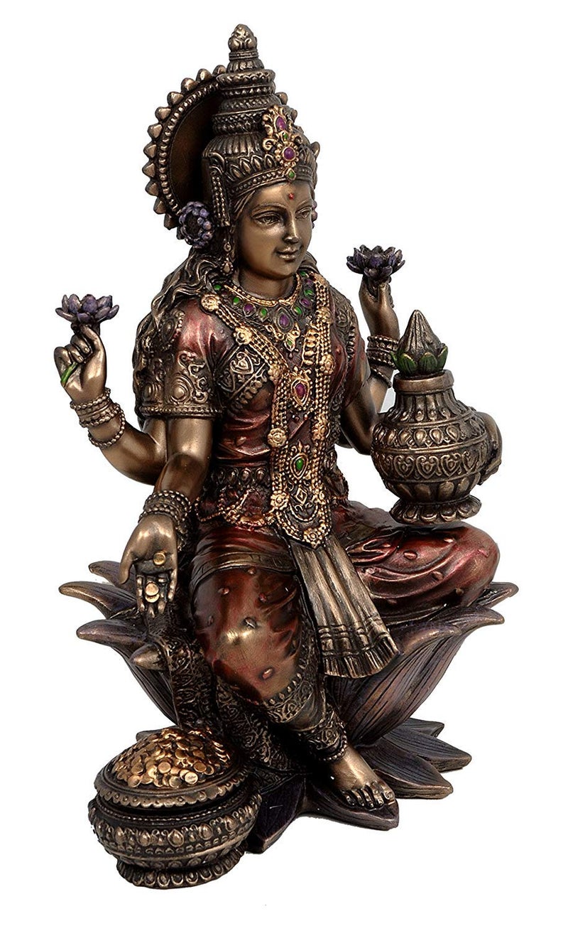 Idol Collections Dattatreya Bonded Bronze Lakshmi Ganesha Figurine (Multicolour, Standard, Height: 8.5 Inch) - Image 3