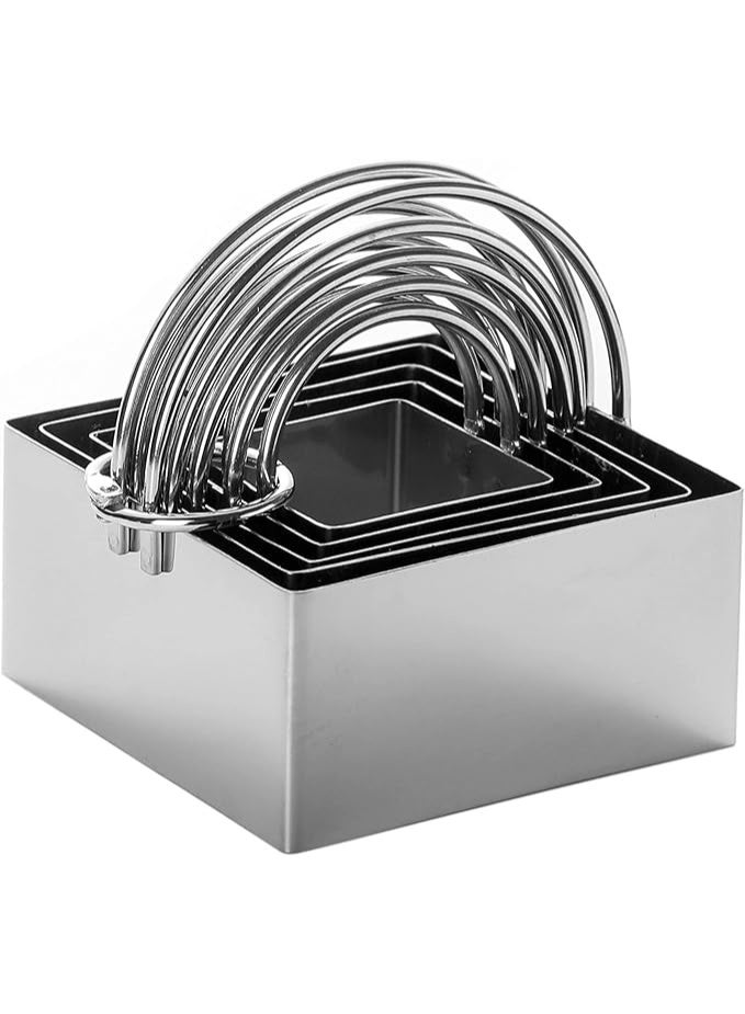 Square Biscuit Cutter with Handle (5 Pieces/Set) - Nest for Easy Storage Stainless Steel Square Cookie Cutter - Image 1