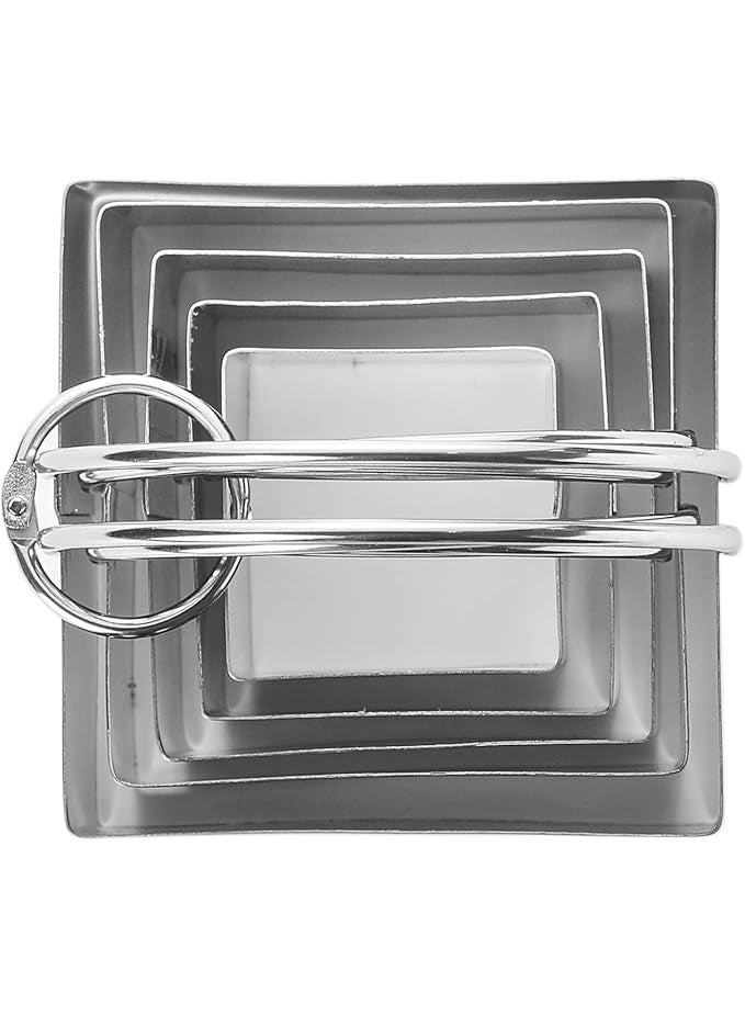 Square Biscuit Cutter with Handle (5 Pieces/Set) - Nest for Easy Storage Stainless Steel Square Cookie Cutter - Image 4