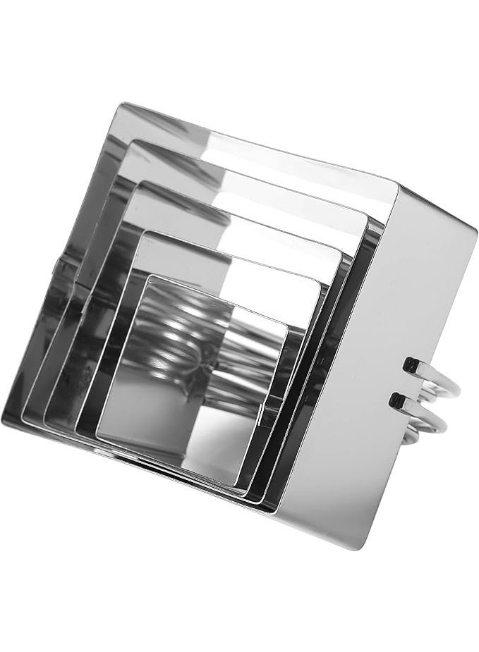 Square Biscuit Cutter with Handle (5 Pieces/Set) - Nest for Easy Storage Stainless Steel Square Cookie Cutter - Image 5