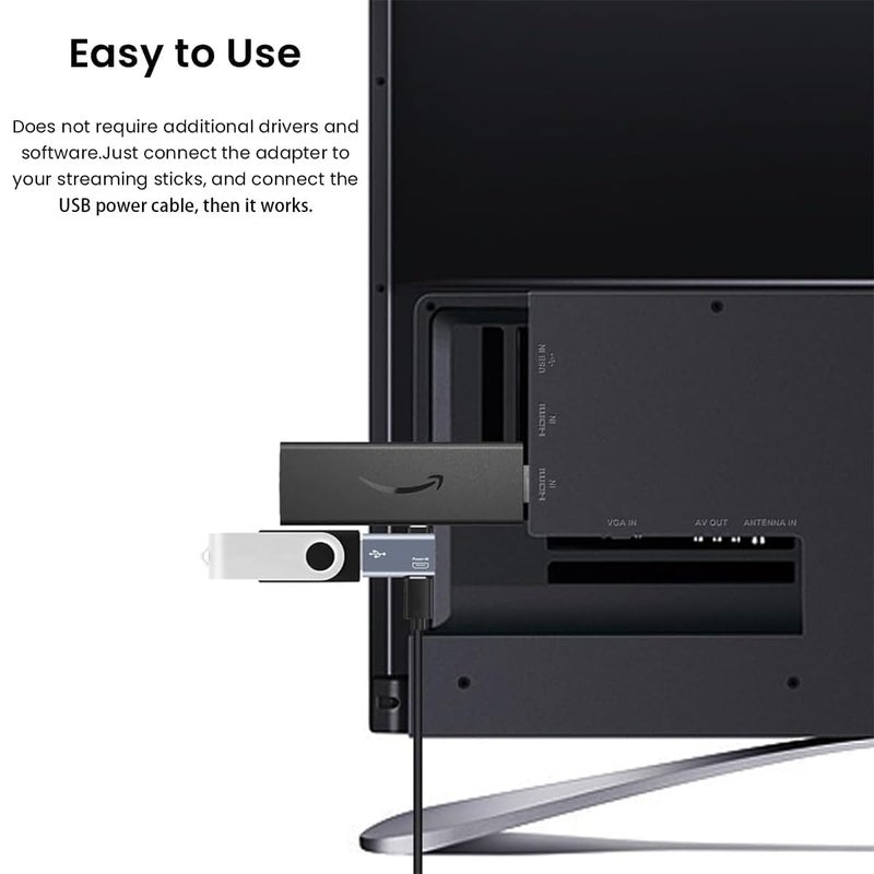 Tobo Micro USB to USB Adapter Fire TV Stick, 90 Degree Left and Right Angle Powered Micro USB to USB OTG Adapter for Android Phone Tablet and More Host Devices with Micro USB (Grey) (TD-1205CC) - Image 3