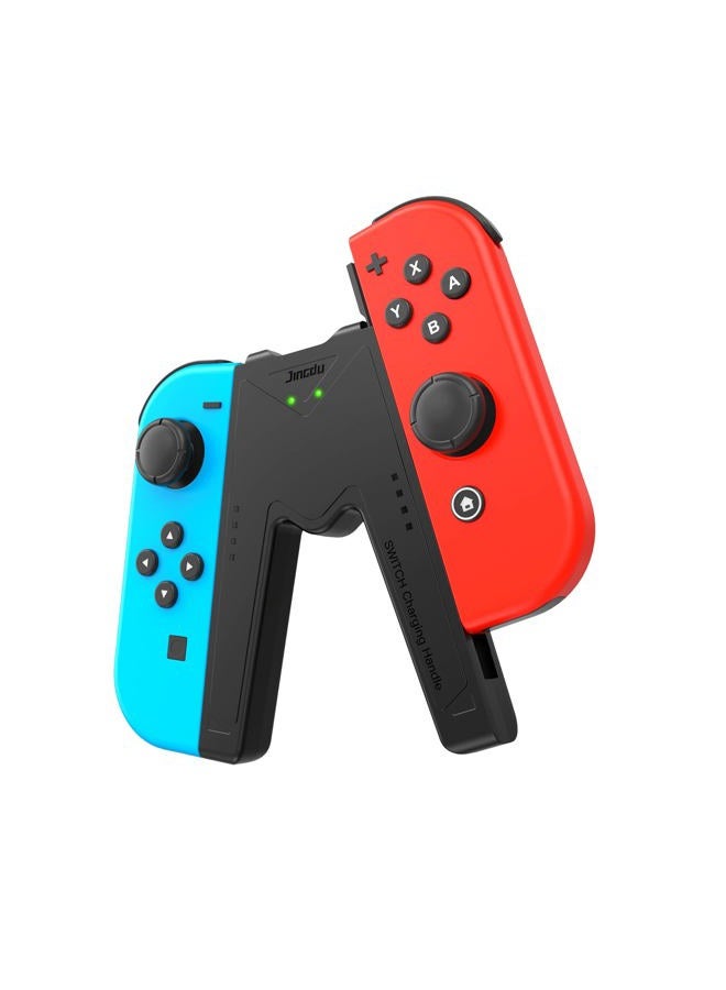 Jingdu Switch Joy-Con Charging Grip Compatible with Nintendo Switch & OLED Model, V-Shaped Switch Joy-Con Controller Charger with Indicators, Charge While Playing, Black - Image 1